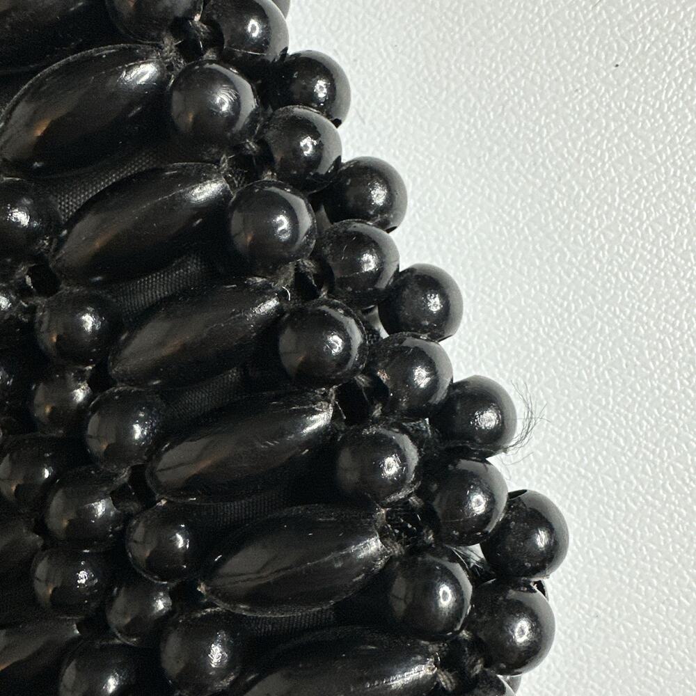 Vintage MCM Black Large Beaded Small Handbag Purse Retro Glam Evening Goth 70s - Picture 14 of 14